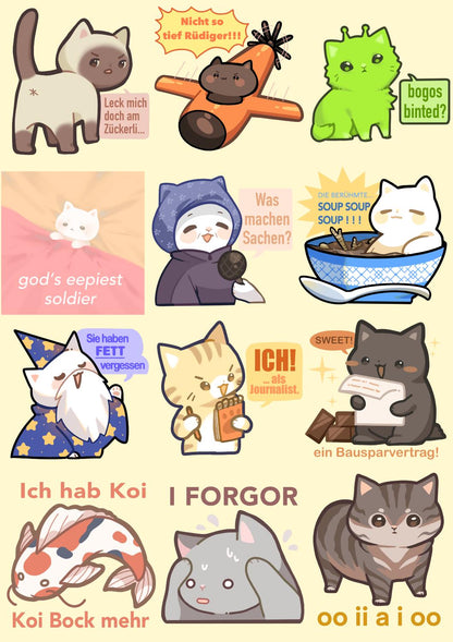 Transparent Sticker, Meme Cats