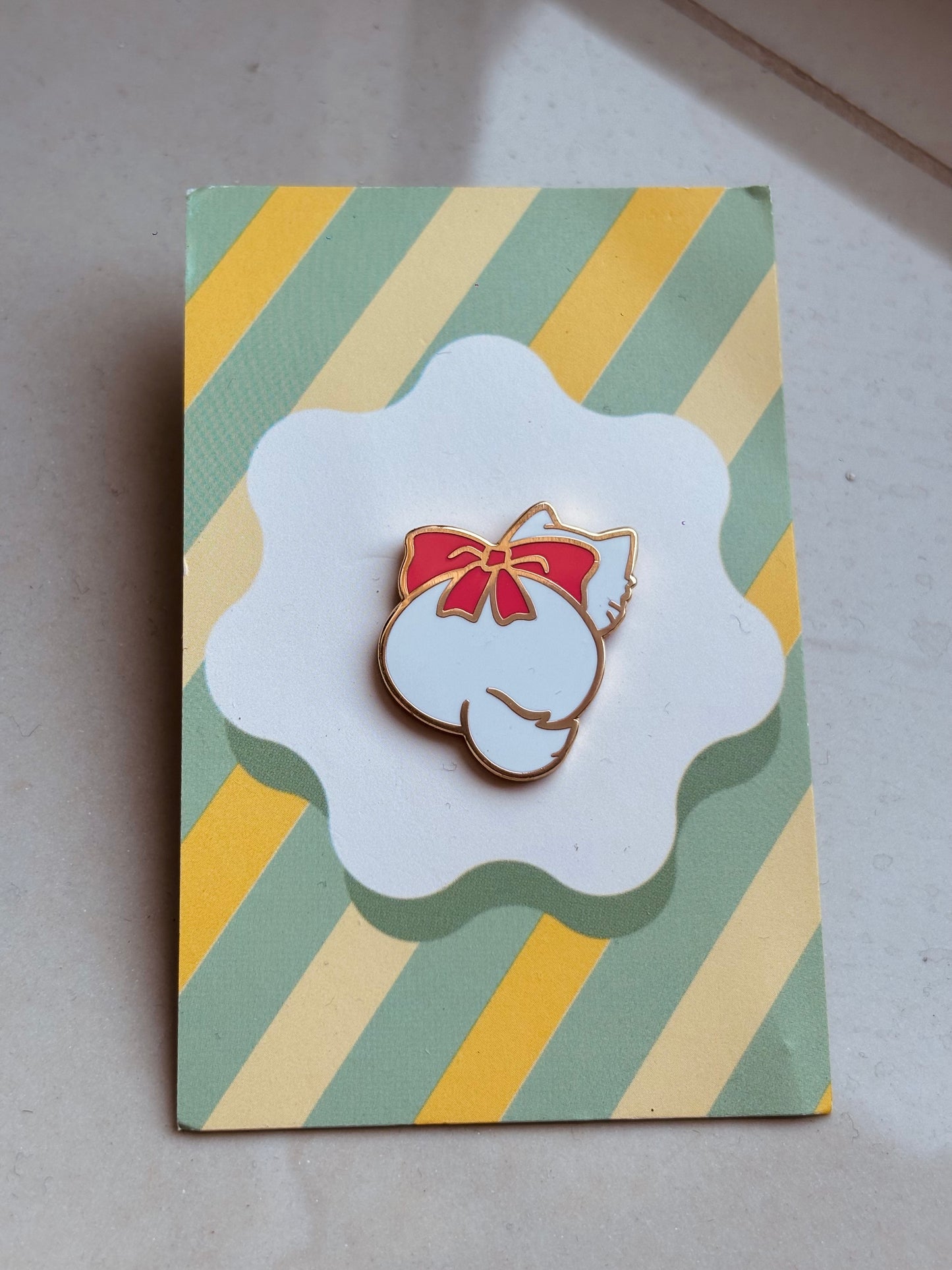 Ribbon Kitten Enamel Pins